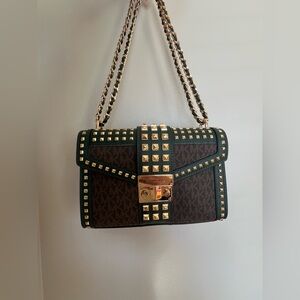 Michael Kors - studded green and gold shoulder Crossbody bag